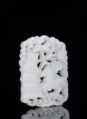 玉石匠新疆和田玉生肖马吊坠 青梅竹马镂空挂件马上有福玉佩玉坠