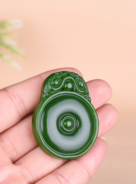 玉石匠新疆和田玉碧玉貔貅吊坠 时来运转玉佩平安扣挂件皮休玉坠