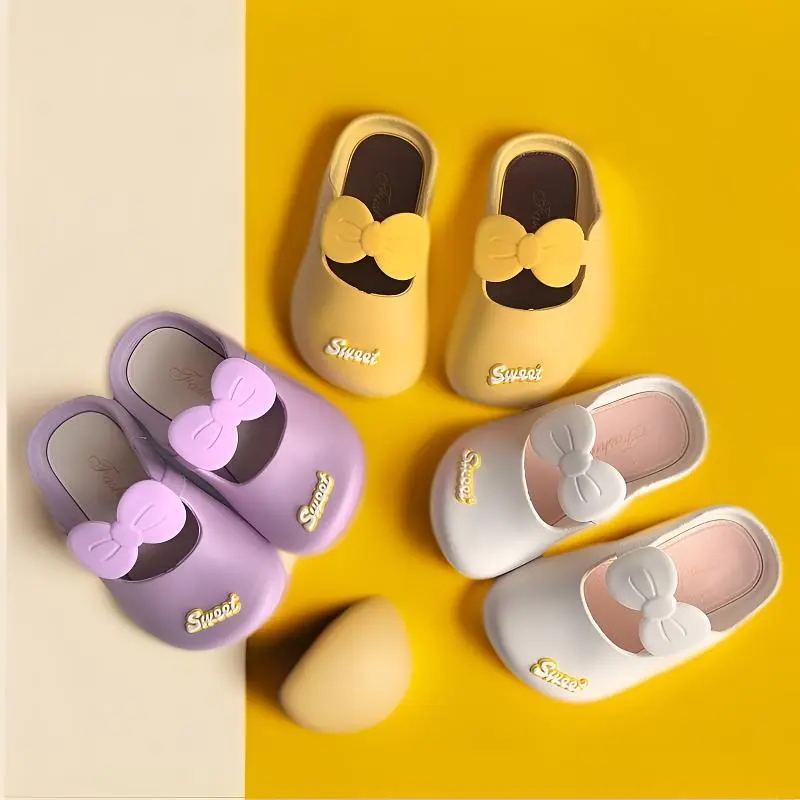 女孩夏季室内防滑软底蝴蝶结拖鞋