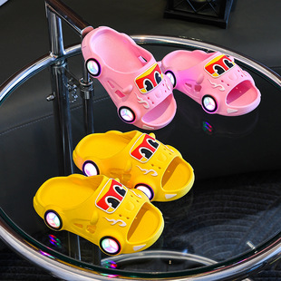 儿童发光小汽车拖鞋 男童女童闪灯发光沙滩防滑小孩宝宝凉拖鞋