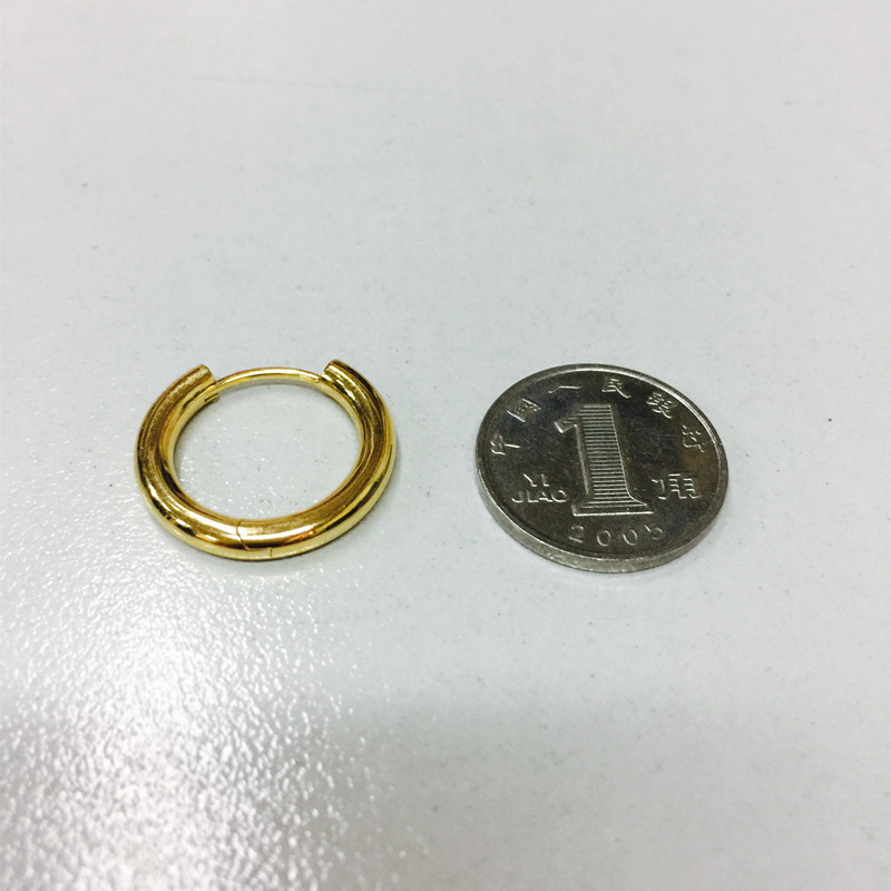 18K黄金镶嵌素金耳包大直径实心厚金耳环耳圈男女耳扣单只耳饰