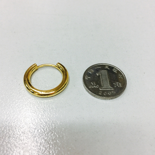 18K黄金镶嵌素金耳包大直径实心厚金耳环耳圈男女耳扣单只耳饰