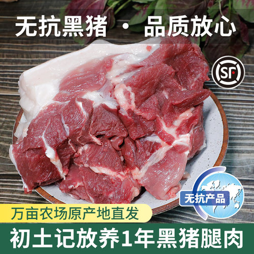 初土记无抗土猪肉新鲜1年放养正宗散养黑猪肉前腿肉后腿肉3斤