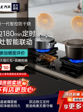 方太嵌入式燃气灶家用防干烧双边独立定时灶具炉灶烟灶联动 TK8B