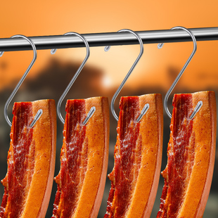 腊肉挂钩不锈钢加粗实心晒腊鱼神器勾子挂香肠猪肉S型挂肉的钩子