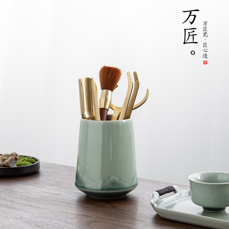 万匠 黑檀实木茶道六君子套装铜制茶道6君子功夫茶具茶艺配件工具