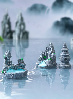 微景观中式仿真假山石灯 园艺盆景diy装饰品配件迷你生态瓶小摆件