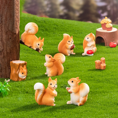 创意可爱小松鼠公仔 苔藓微景观DIY园艺造景装饰品配件微缩小摆件
