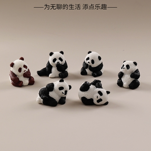 创意可爱小熊猫动物公仔 园艺DIY装饰品配件汽车桌面微景观小摆件