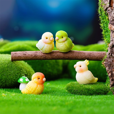 仿真卡通彩色小鸟鹦鹉小摆件治愈系情绪解压电脑桌面装饰小物件