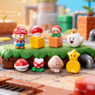 可爱卡通超级玛丽马里欧萌粒 diy装饰品工位治愈系解压桌面小摆件