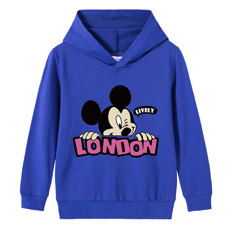米奇儿童卫衣春秋薄款男女童米老鼠图案衣服薄款春装长袖连帽上衣
