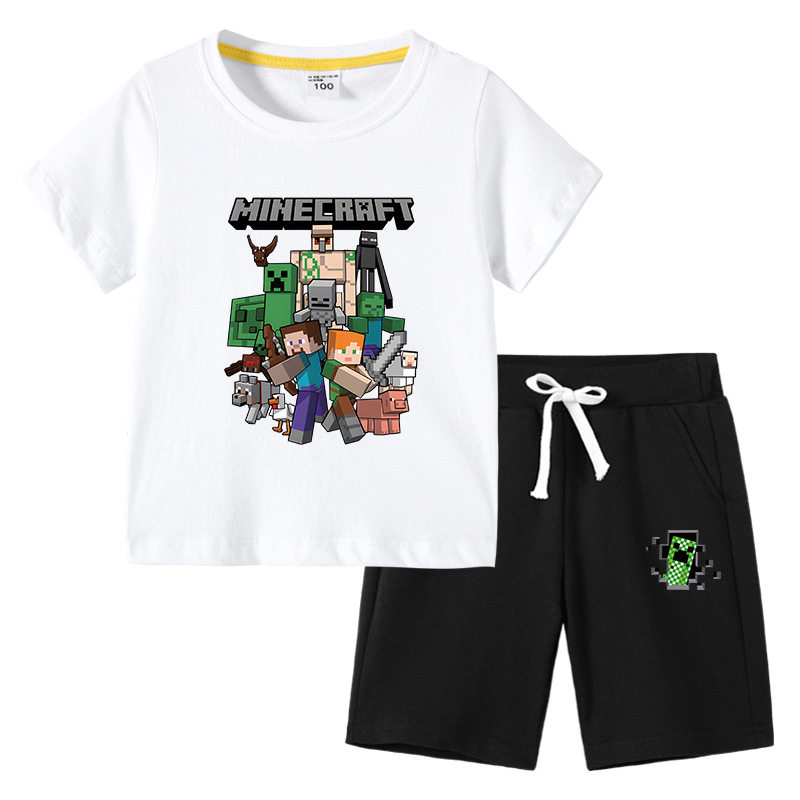 男童短袖套装儿童夏季纯棉薄款两件套夏装卡通我的世界乐高衣服潮