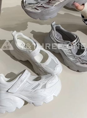 T31女鞋2026春夏新款网面老爹鞋魔术贴厚底8cm休闲鞋玛丽珍运动鞋