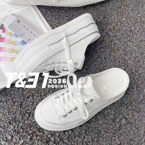T31女鞋2026春夏新款厚底包头拖真皮半拖懒人外穿凉拖系带休闲潮