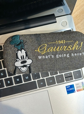 出口原单迪士尼眼镜盒高飞Harris Tweed英伦风布料Ins款包邮送布