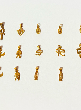 安卡纳芙蒂蒂荷鲁斯之眼纯手工银饰表面镀金埃及进口925银吊坠