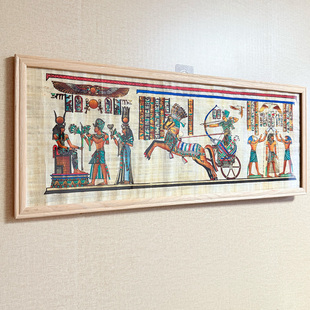 手绘莎草纸 死亡审判日 田间鸭禽 80*30cm埃及纸莎草纸画草纸画