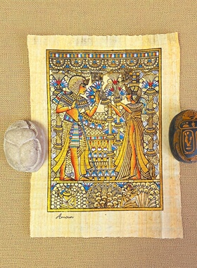 手绘莎草纸婚礼献花精品埃及纪念品纸莎草纸画沙草画草纸画伴手礼