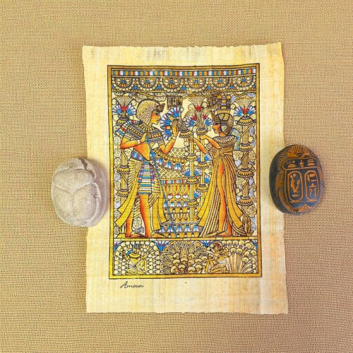 手绘莎草纸婚礼献花精品埃及纪念品纸莎草纸画沙草画草纸画伴手礼