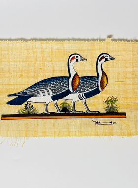 埃及纸莎草画沙草纸画 手绘绝版鸭子 埃及旅游特产伴手礼纪念品