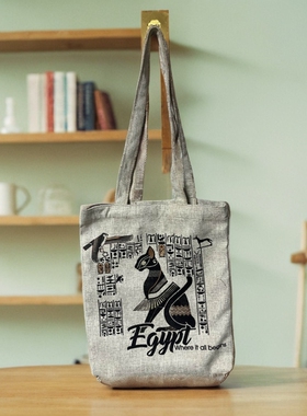 埃及荷鲁斯之眼贝鲁斯阿努比斯帆布包日常出行穿搭参考手工刺绣