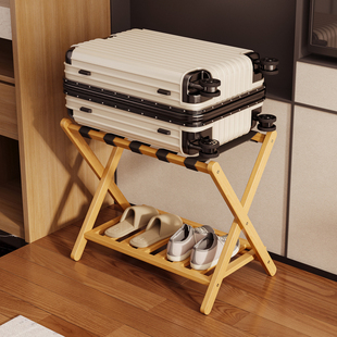 折叠行李架收纳架楠竹客房行李箱酒店家用宾馆民宿高档卧室置物架