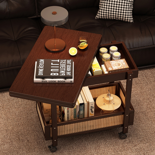 实木折叠茶几可收纳小户型客厅家用摆放沙发边柜可移动小推车边几