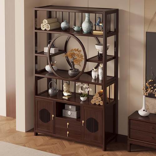 新中式博古架收纳展示柜茶室茶柜茶具茶叶置物架非实木多宝阁架子