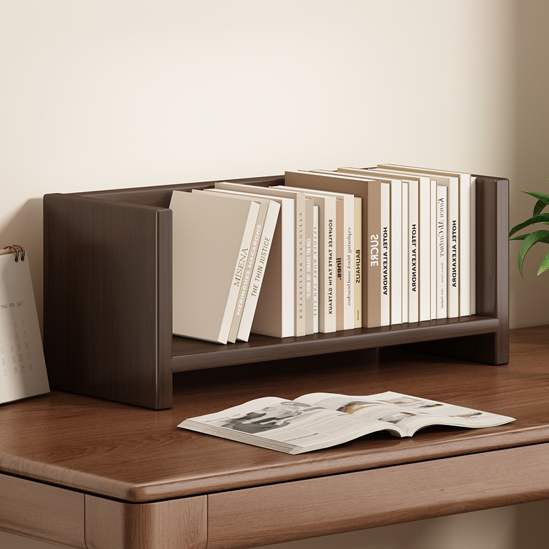 实木桌面书架置物架桌上学生书桌办公桌小型书本收纳立式架子简易