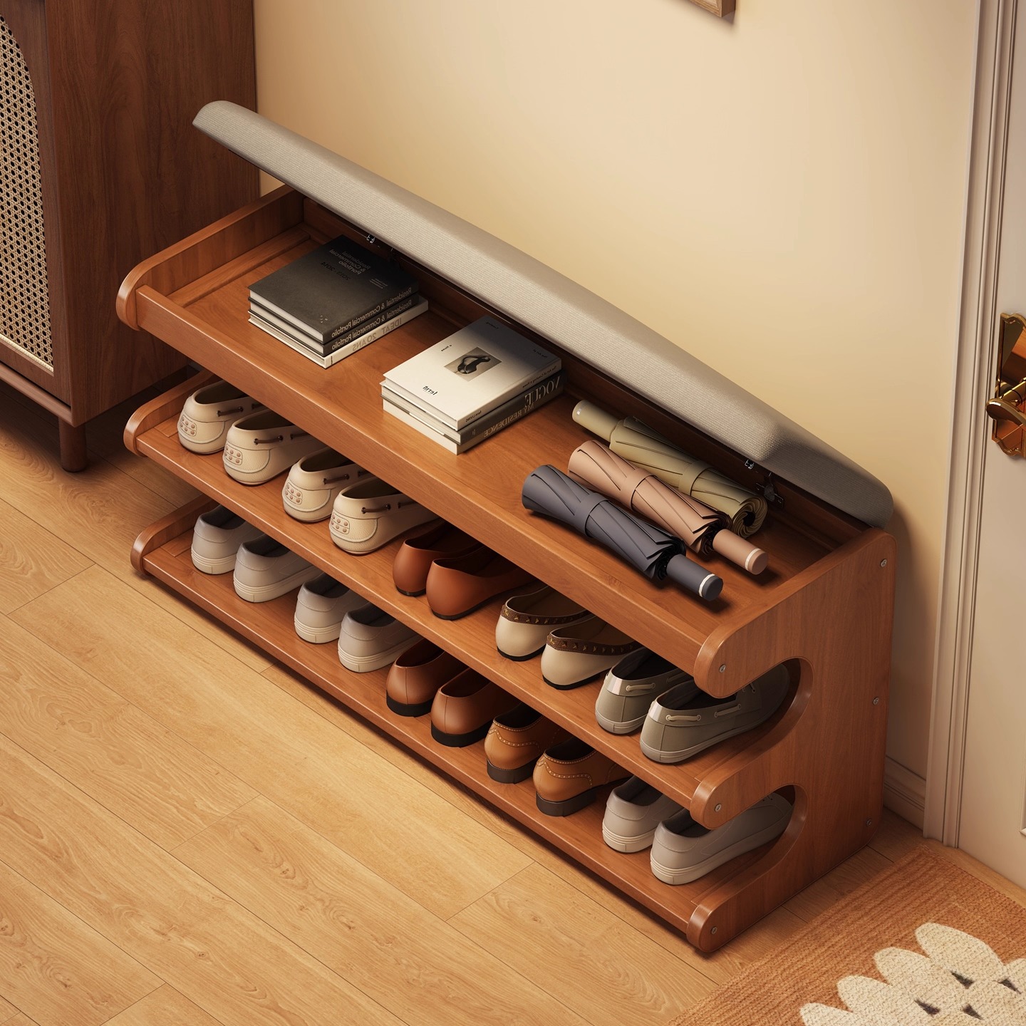 【新品首发】E形换鞋凳门口家用