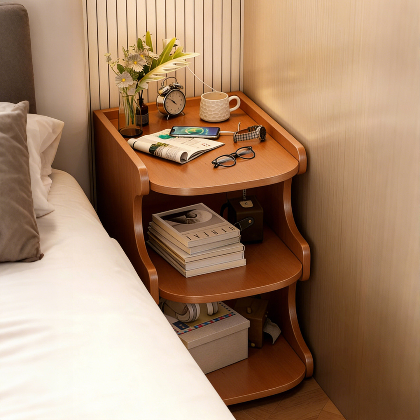 床头置物架家用卧室小型侧边收纳柜子实木床边神器替代小边几简易,住宅家具,床头柜,淘宝优惠券,粉丝福利购,淘宝优惠卷