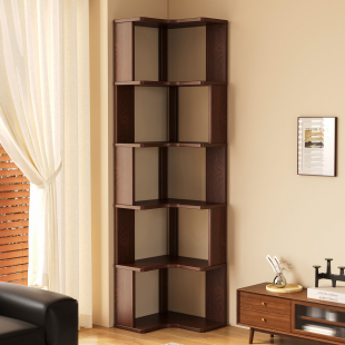 实木转角柜落地置物架客厅书架家用墙角储物柜拐角书柜卧室床头柜
