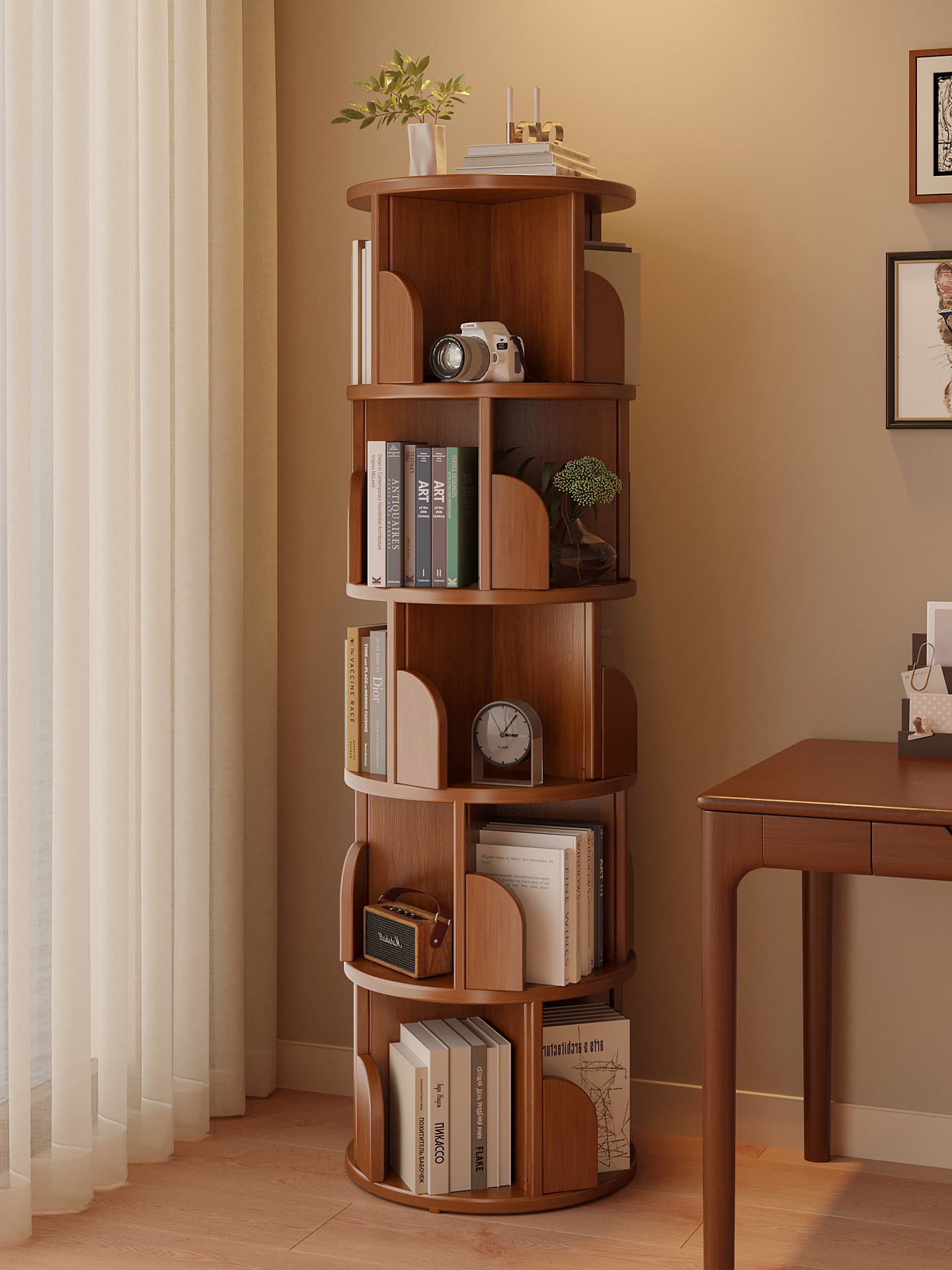 360度旋转书架落地家用客厅儿童学生转角书柜书桌收纳储物置物架,住宅家具,书架,淘宝优惠券,粉丝福利购,淘宝优惠卷