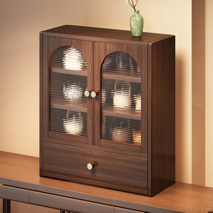 桌面置物架博古架防尘桌上水杯茶具咖啡杯收纳客厅餐边储物收纳柜