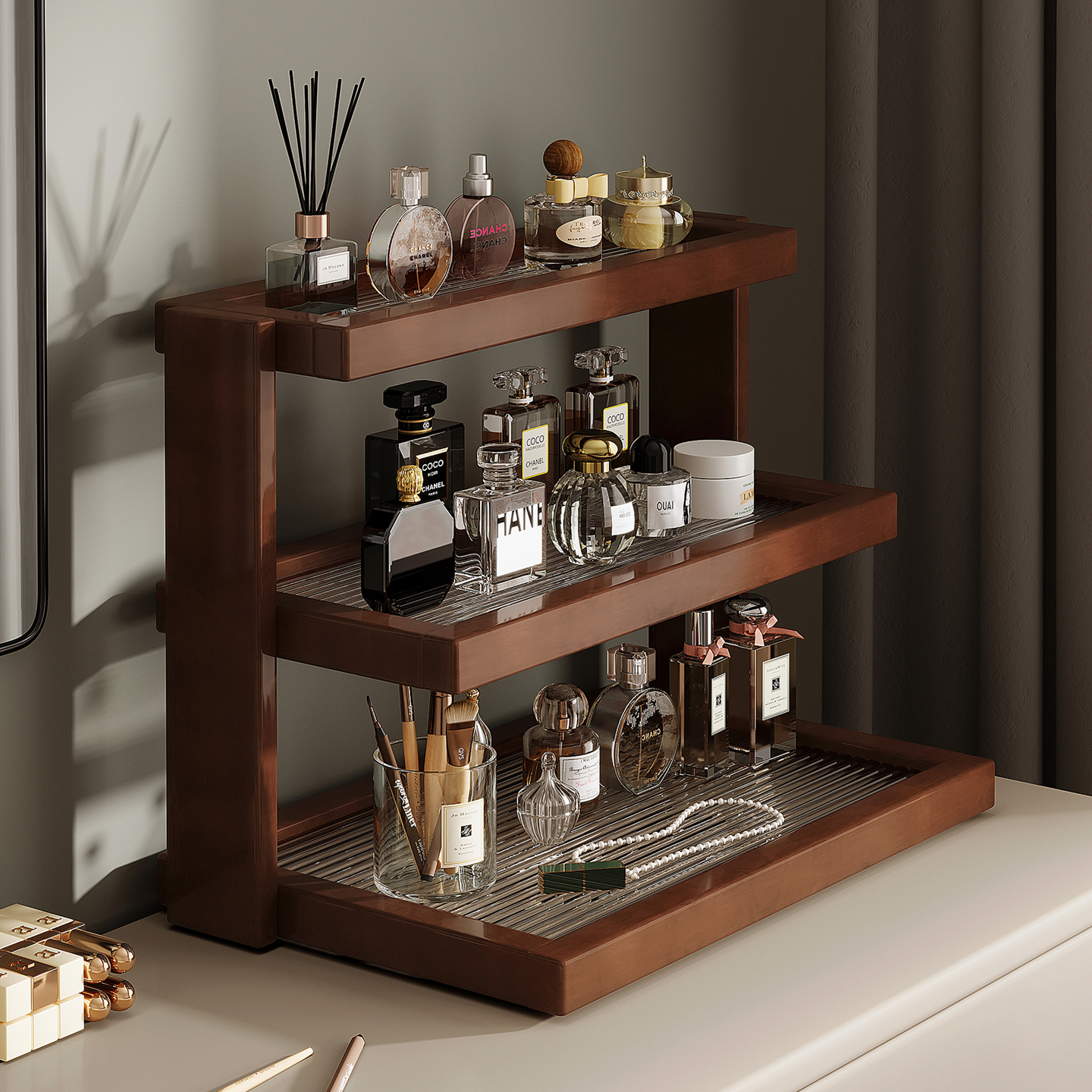 中古桌面化妆品置物架多层亚克力口红香水首饰护肤品收纳整理架子