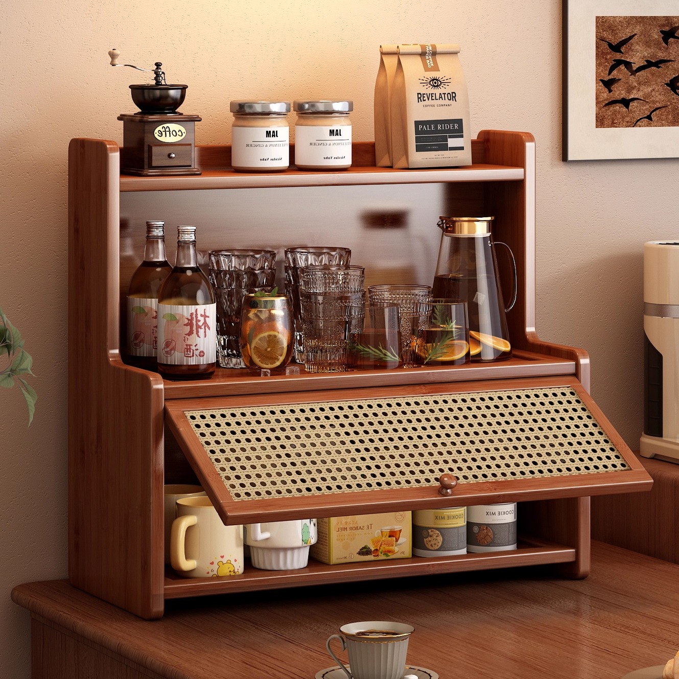 杯架桌面置物架杯子收纳架子餐桌台面水杯咖啡杯茶杯具小型储物柜
