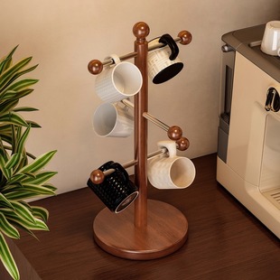 桌面杯架置物架实木餐桌上杯子收纳架多层水杯咖啡茶杯玄关放置架