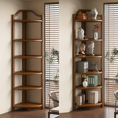 转角博古架茶杯架子置物架非实木中式茶室茶柜摆件茶叶收纳展示柜