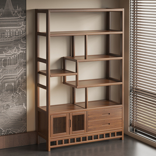 博古架非实木中式复古茶具置物架茶叶架子展示柜隔断收纳摆放落地