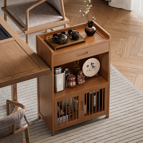 茶架子置物架中式茶叶柜落地小型博古架茶室茶具摆件收纳展示边柜