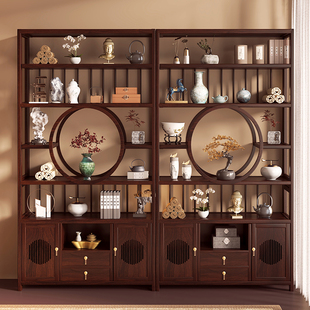 复古博古架中式多宝阁置物架非实木茶叶展示柜隔断收纳摆放架落地