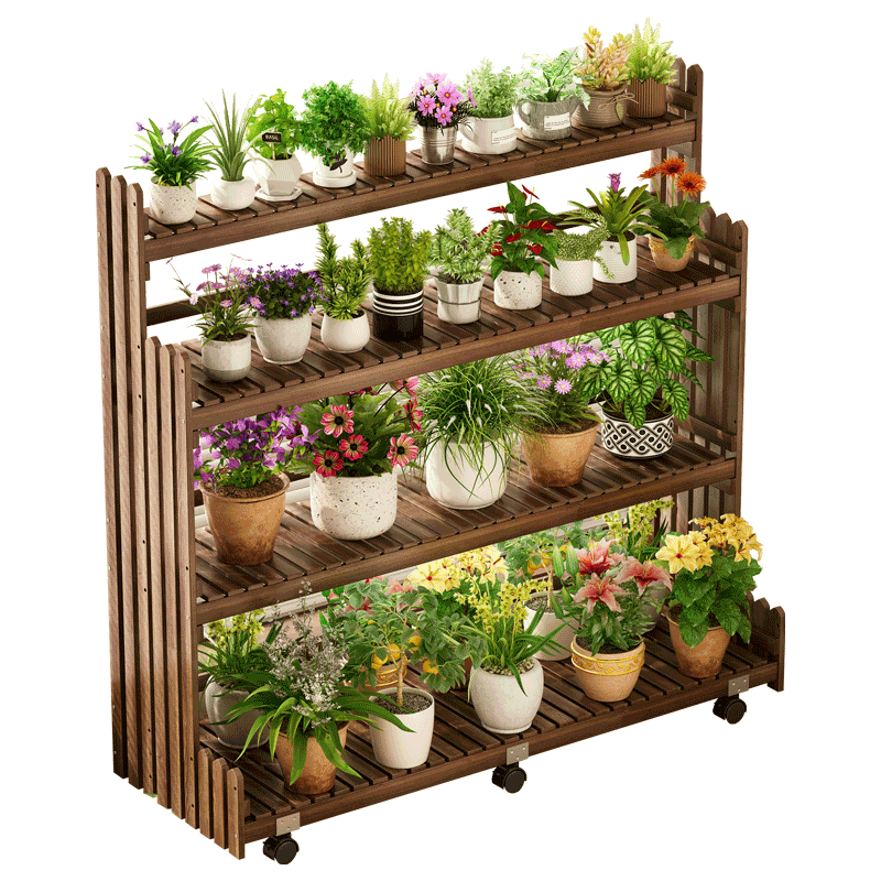 花架置物架阳台花架子客厅落地式实木阶梯式多层植物多肉花盆托架