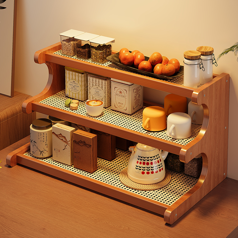 【新品秒杀】桌面塑藤茶杯置物架