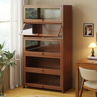 书架置物架落地书柜储物柜一体靠墙收纳家用客厅非实木防尘柜子