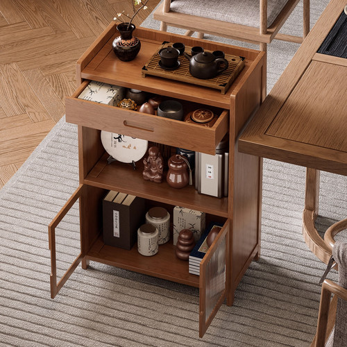 茶架子摆件收纳展示柜博古架非实木中式茶室小型茶柜茶具茶叶置物