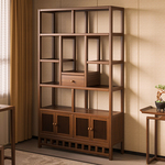 新中式博古架茶室茶叶架非实木茶具复古茶柜收纳置物架隔断展示架