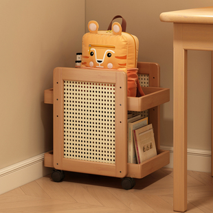儿童蒙氏书包架桌旁落地简约学生桌下书本收纳架移动小推车置物架