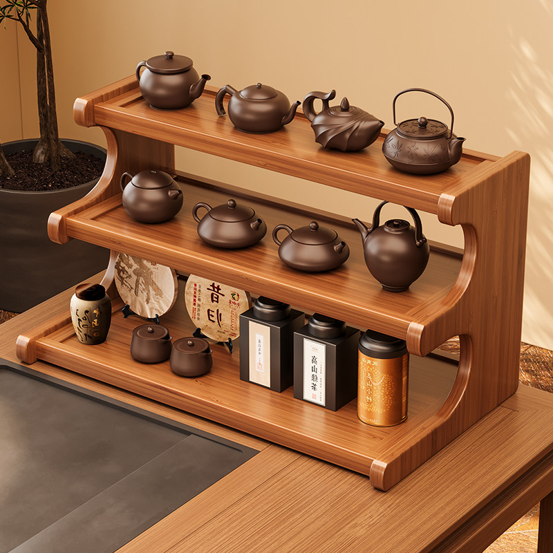 台式茶桌新中式博古架小型桌面茶具架子置物架茶杯紫砂壶收纳架子
