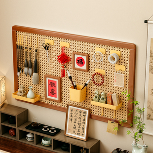 博古架中式挂墙式茶室茶杯毛笔手串洞洞板架子墙上置物架2025新款